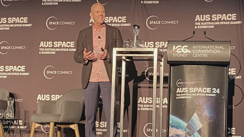 Innovation Consulting Firm Crazy Might Work's founder Paul Hawkins at the Australian Space Summit in May 2024