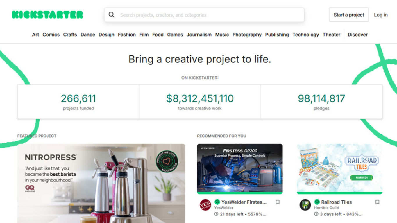 Crowdsourcing for open innovation: Kickstarter