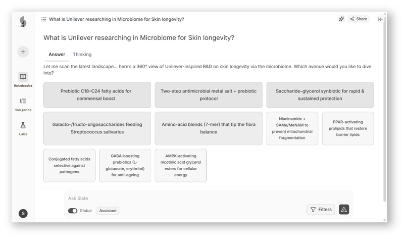 Microbiome Skin longevity Slate Dashboard