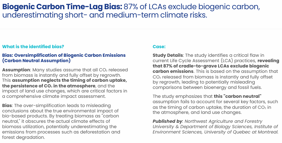 LCA studies often ignore hidden factors like biogenic carbon and forestry impacts